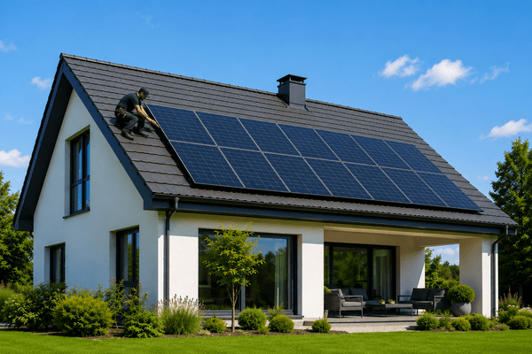 Zonnepanelen op een woning in Breda